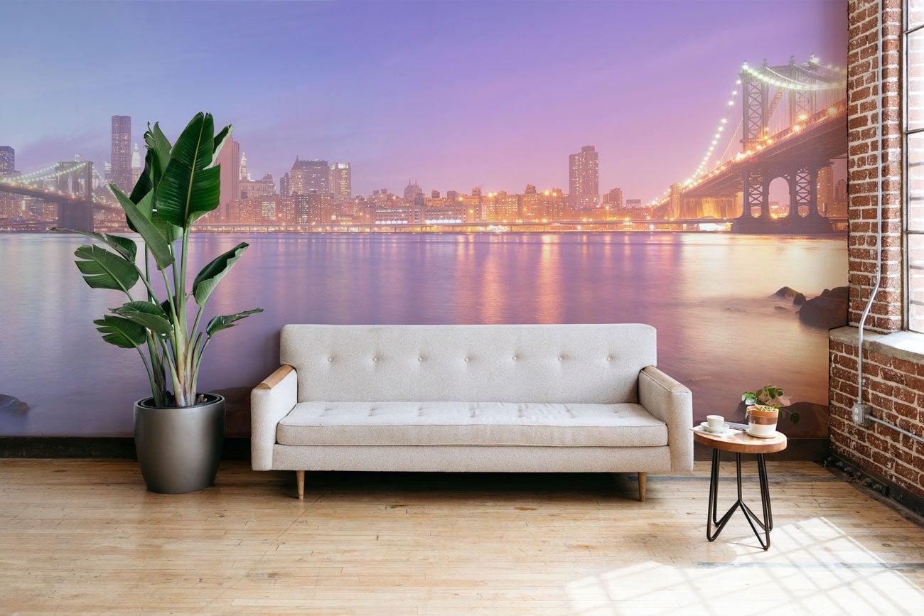 Panoramic View of Manhattan at Dusk Wall Mural-Wall Mural-Eazywallz
