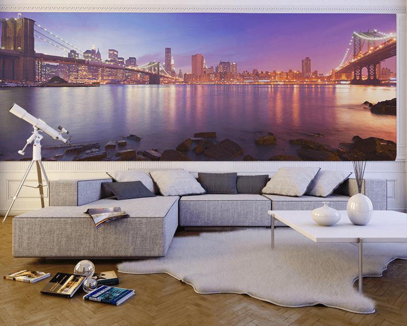 Panoramic View of Manhattan at Dusk Wall Mural-Wall Mural-Eazywallz