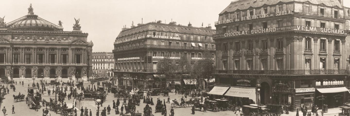 Panoramic Vintage Paris Scene Wall Mural-Wall Mural-Eazywallz