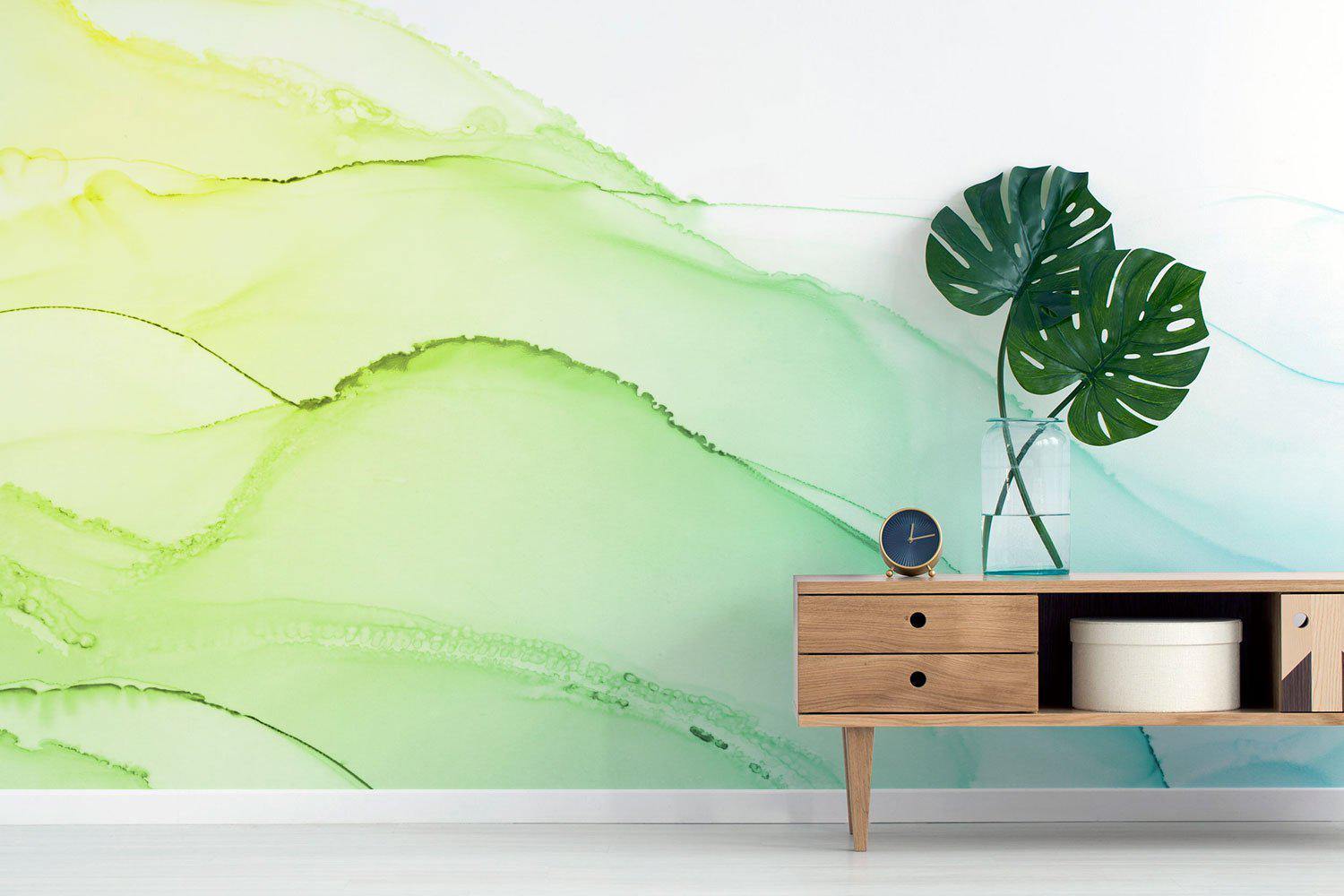 Paradise Green Ink Utopia Wall Mural-Wall Mural-Eazywallz