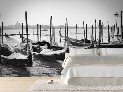 Parked Gondolas in Venice, Italy Wall Mural-Wall Mural-Eazywallz