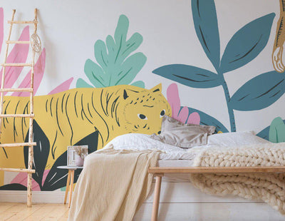 Pastel Jungle Wallpaper Mural-Wall Mural-Eazywallz