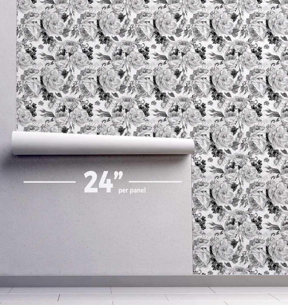 Pencil Peonies Wallpaper #019-Repeat Pattern Wallpaper-Eazywallz