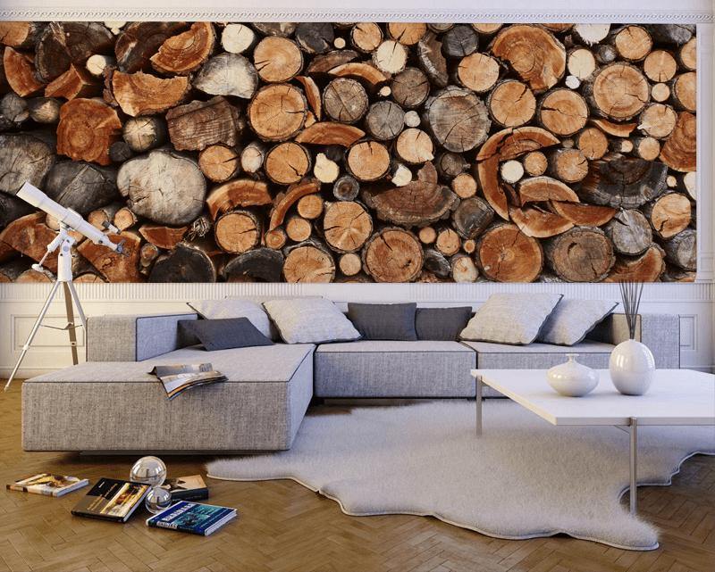 Pile of Chopped Fire Wood Wall Mural-Wall Mural-Eazywallz