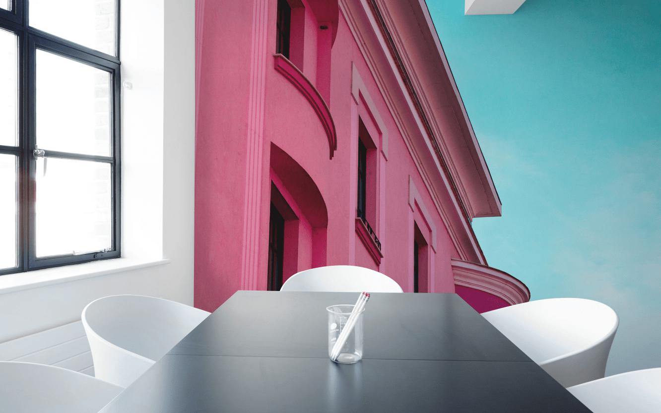 Pink Building Facade Wall Mural-Wall Mural-Eazywallz