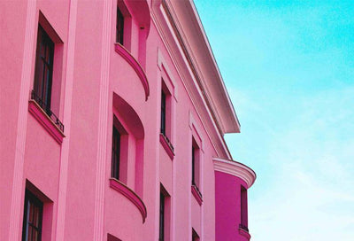 Pink Building Facade Wall Mural-Wall Mural-Eazywallz