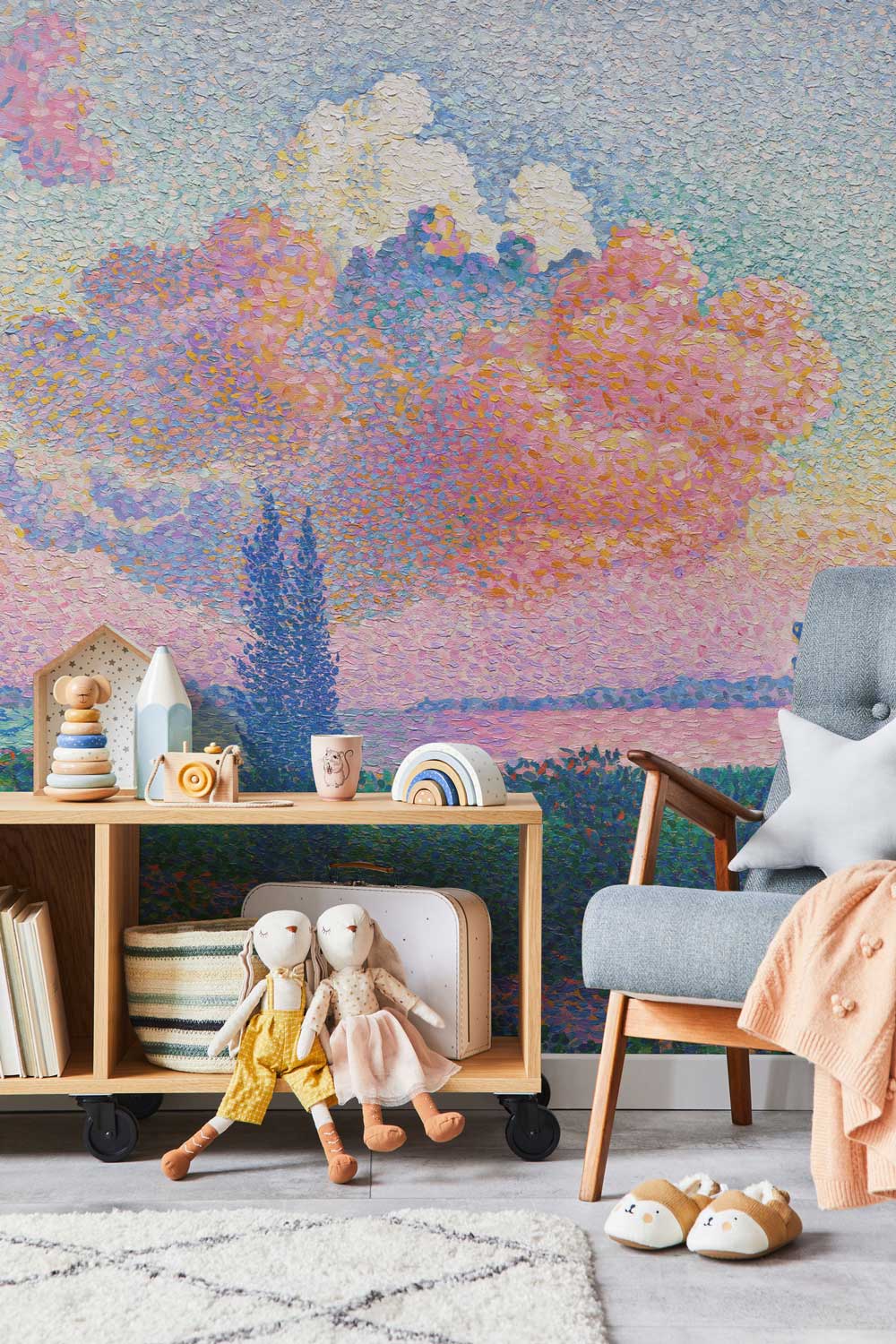 Pink Cloud Classical Painting Wall Mural-Wall Mural-Eazywallz