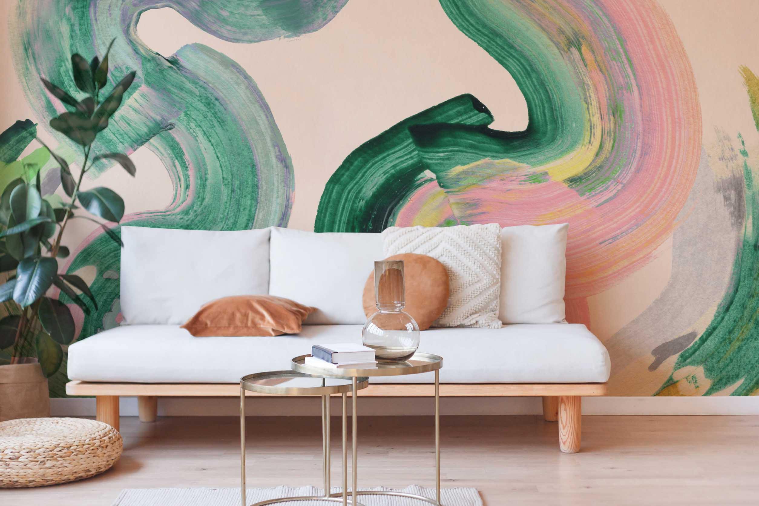 Pink Spring Paint Brush Wall Mural-Wall Mural-Eazywallz