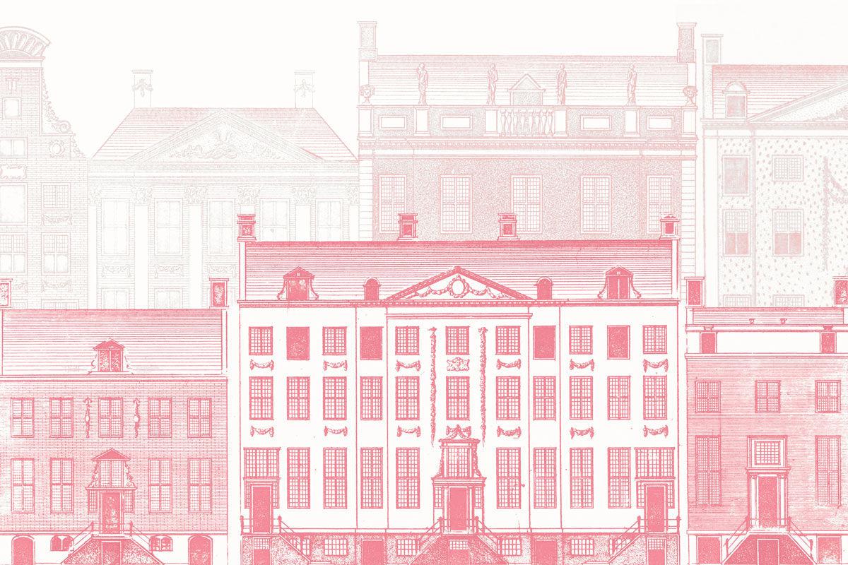 Pink Vintage European Buildings Wall Mural-Wall Mural-Eazywallz