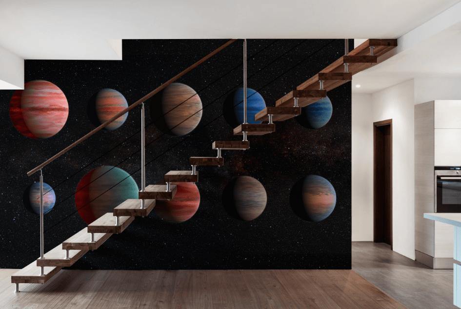 Planets in Space Wall Mural-Wall Mural-Eazywallz