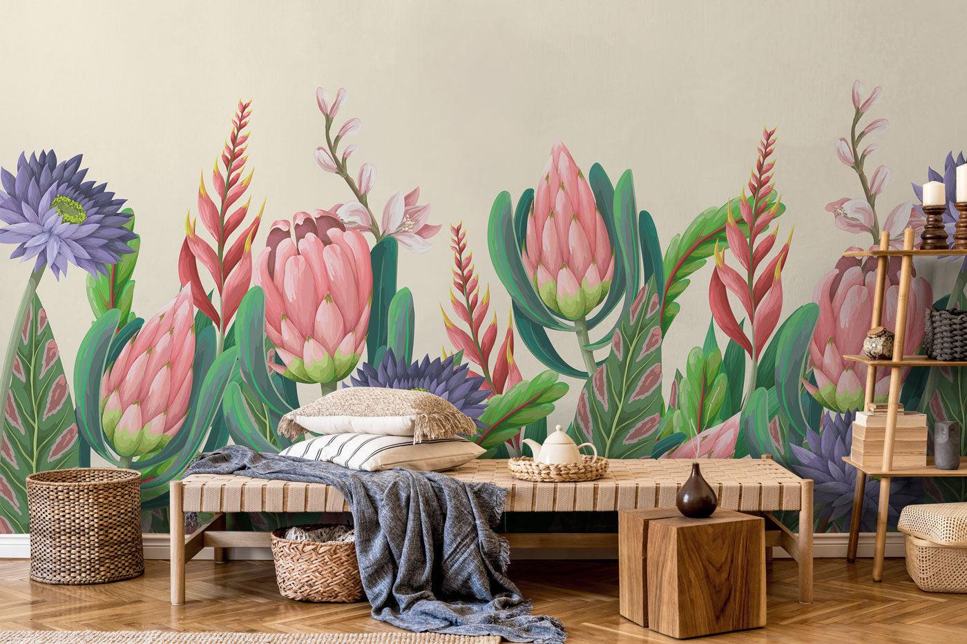 Proteas Flower Wallpaper Mural-Wall Mural-Eazywallz