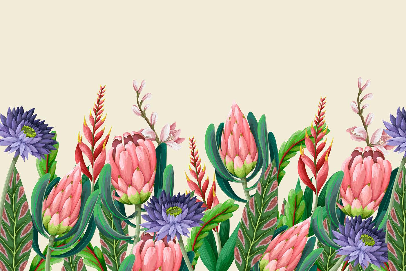 Proteas Flower Wallpaper Mural-Wall Mural-Eazywallz