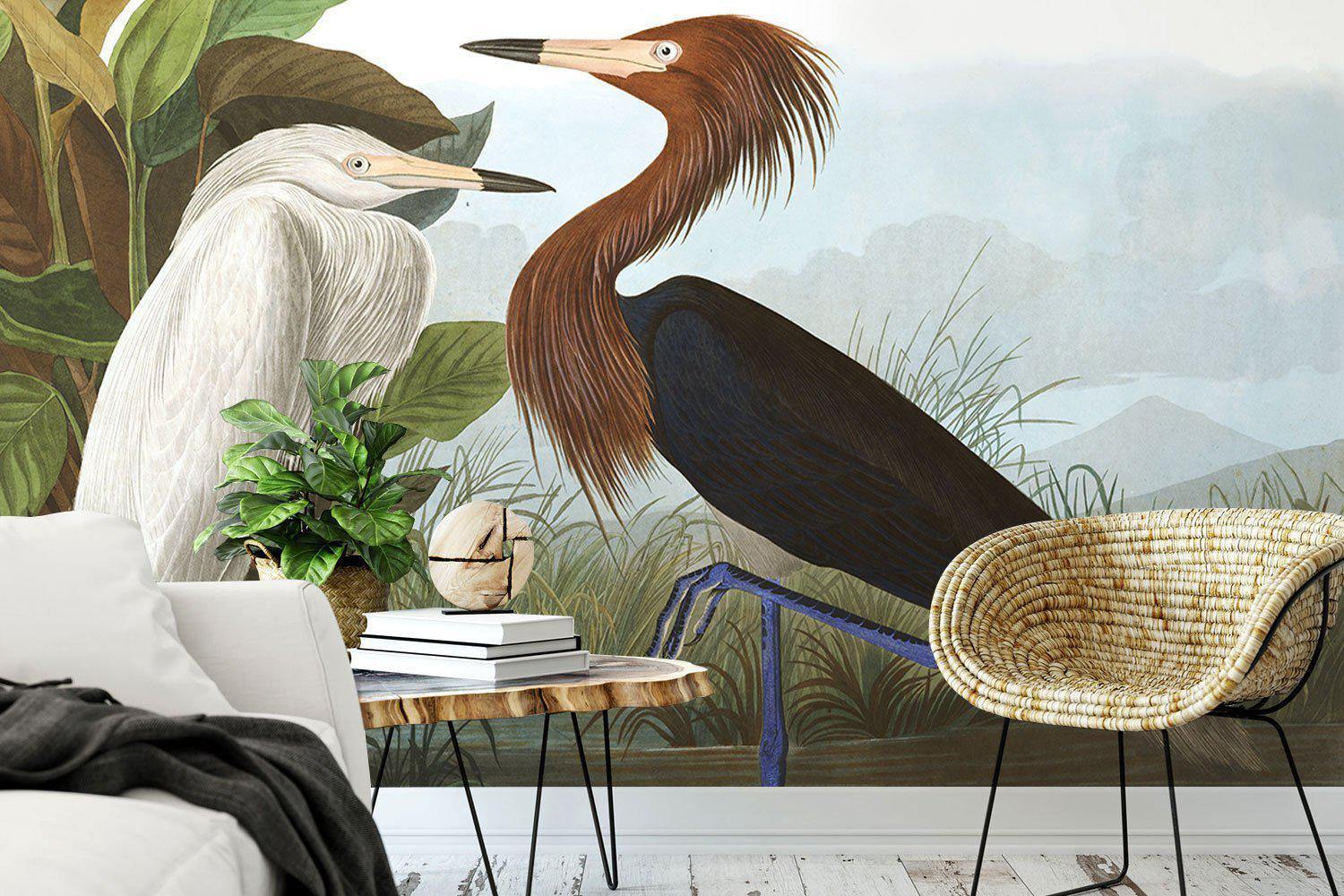 Purple Heron Wall Mural-Wall Mural-Eazywallz
