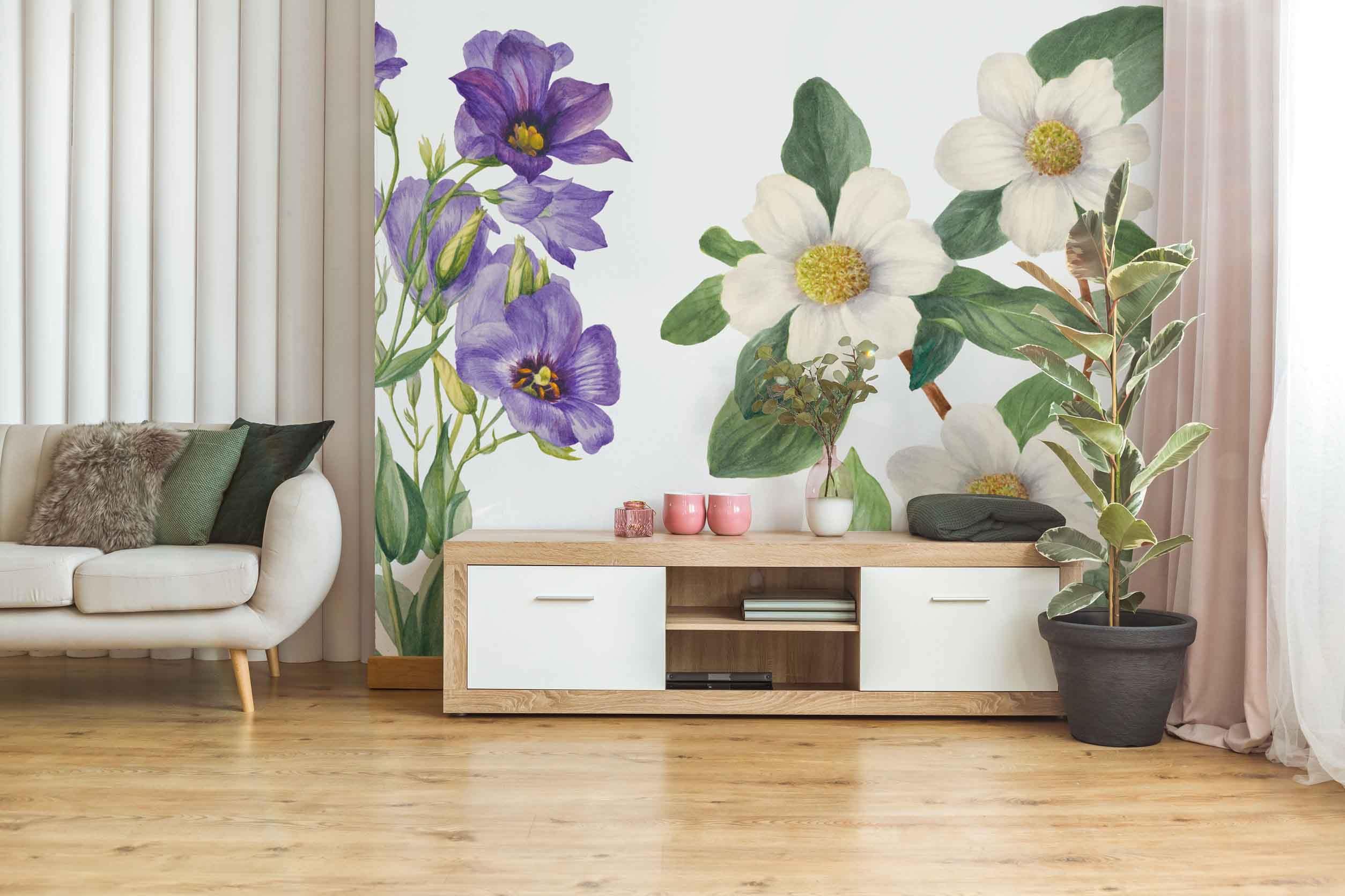 Purple Wildflowers Wall Mural-Wall Mural-Eazywallz