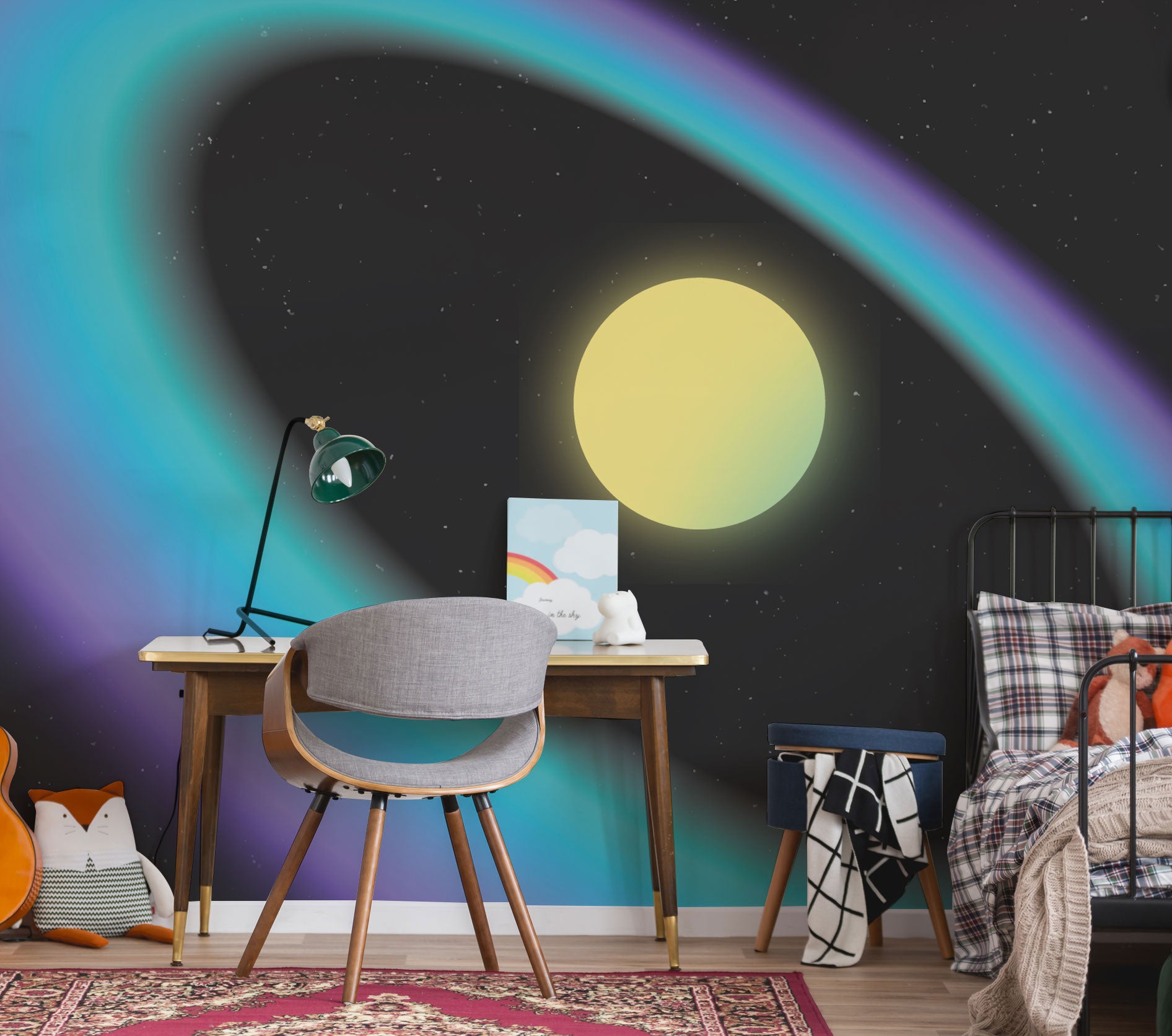 Panoramic Neon Galaxy 2 Wall Mural