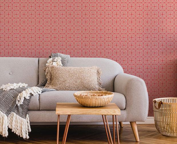 Red Bohemian Pattern Wallpaper #011-Repeat Pattern Wallpaper-Eazywallz
