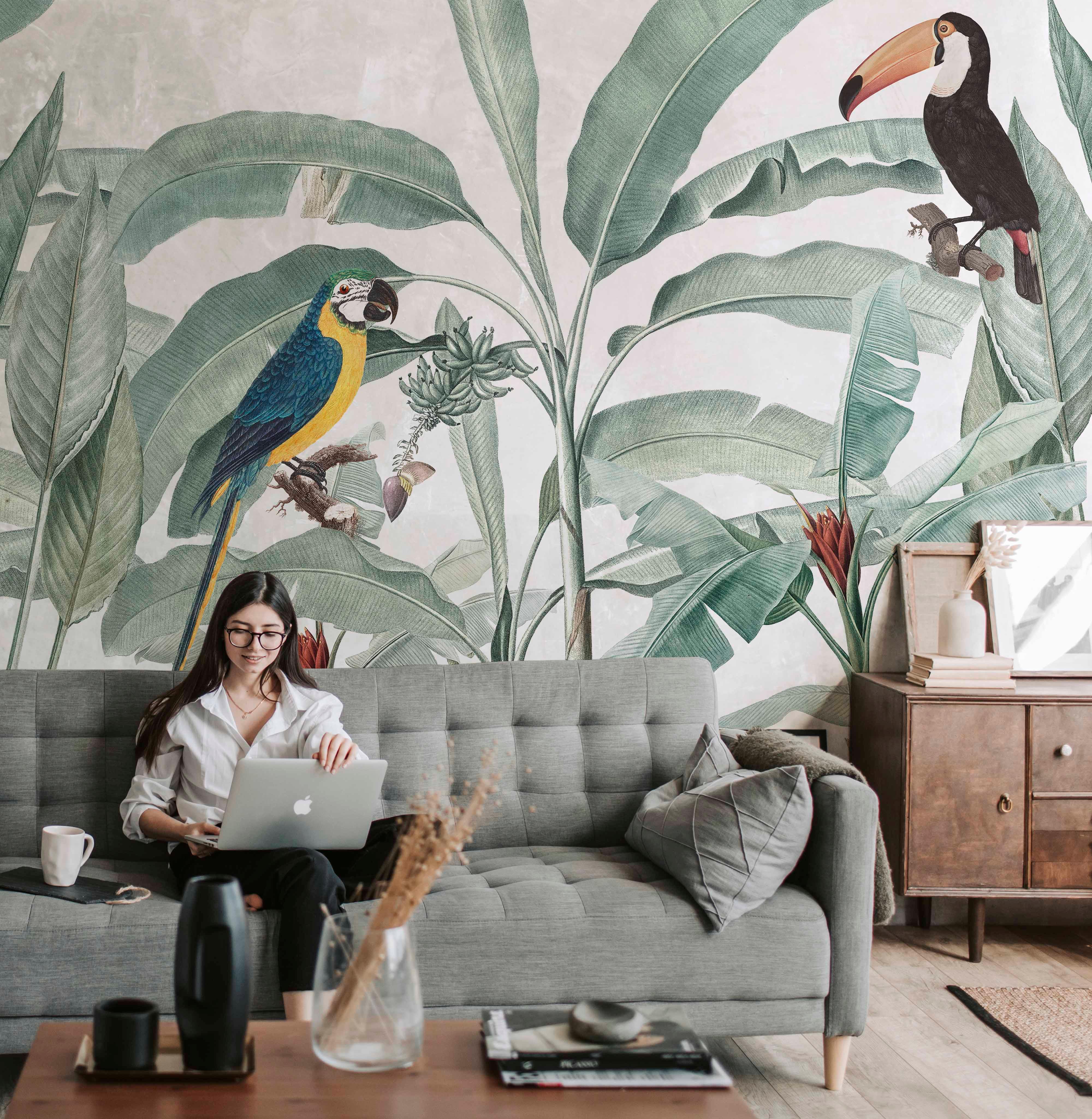 Redoute Jungle Mural Wallpaper-Wall Mural-Eazywallz