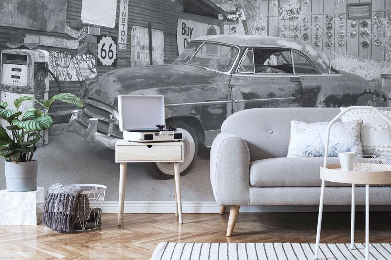 Retro american diner at dusk Wall Mural | Eazywallz