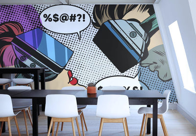 Retro Pop Comic Cyber Love Wall Mural-Wall Mural-Eazywallz