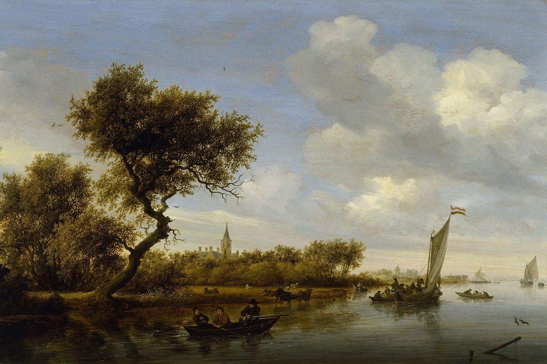 River Landscape Painting Wall Mural-Wall Mural-Eazywallz