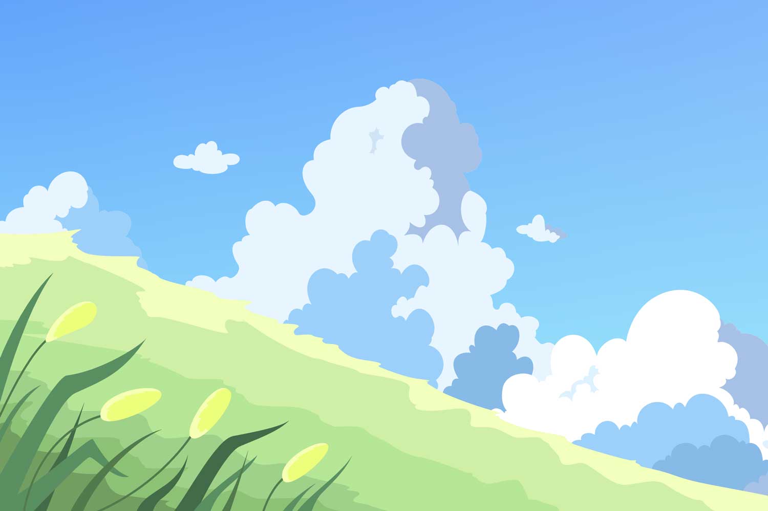 Rolling Hills Cartoon Landscape Wall Mural-Wall Mural-Eazywallz