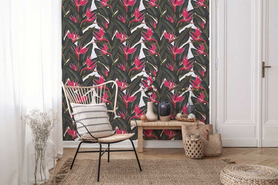 Rose Birds of Paradise Wallpaper #329-Repeat Pattern Wallpaper-Eazywallz