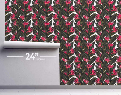 Rose Birds of Paradise Wallpaper #329-Repeat Pattern Wallpaper-Eazywallz
