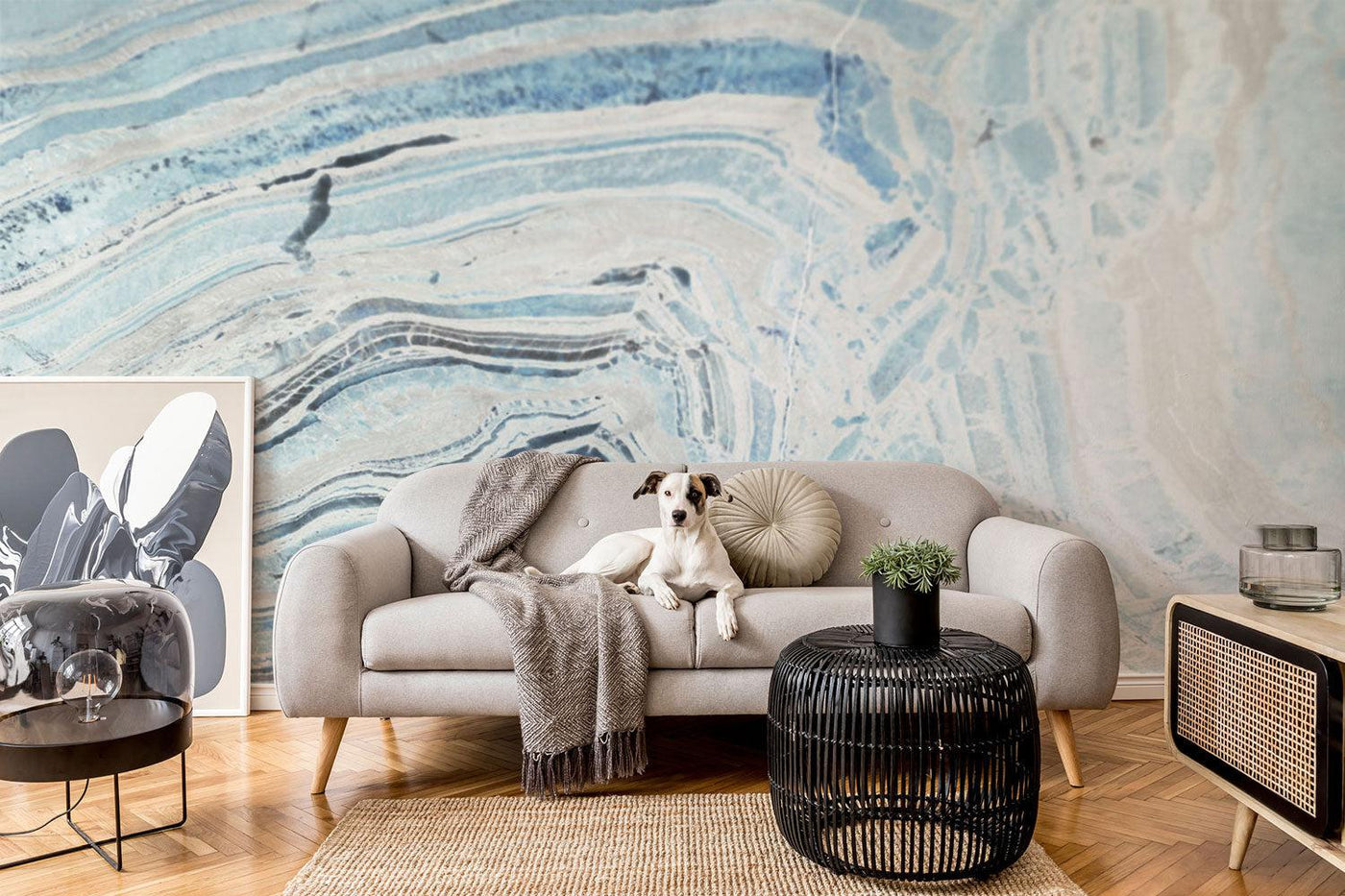 Rough Blue Marble Wall Mural-Wall Mural-Eazywallz