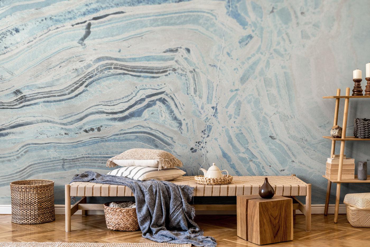 Rough Blue Marble Wall Mural-Wall Mural-Eazywallz