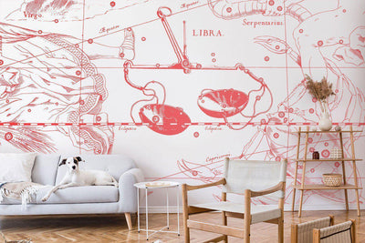 Royal Red Libra Astrology Mural-Wall Mural-Eazywallz