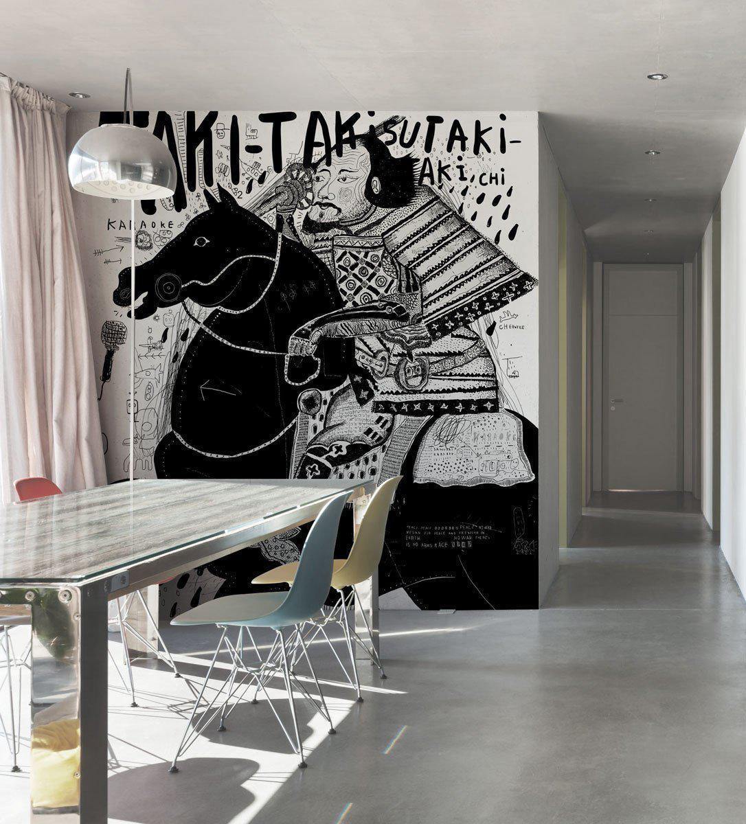 Samurai Graffiti Art Wall Mural-Wall Mural-Eazywallz