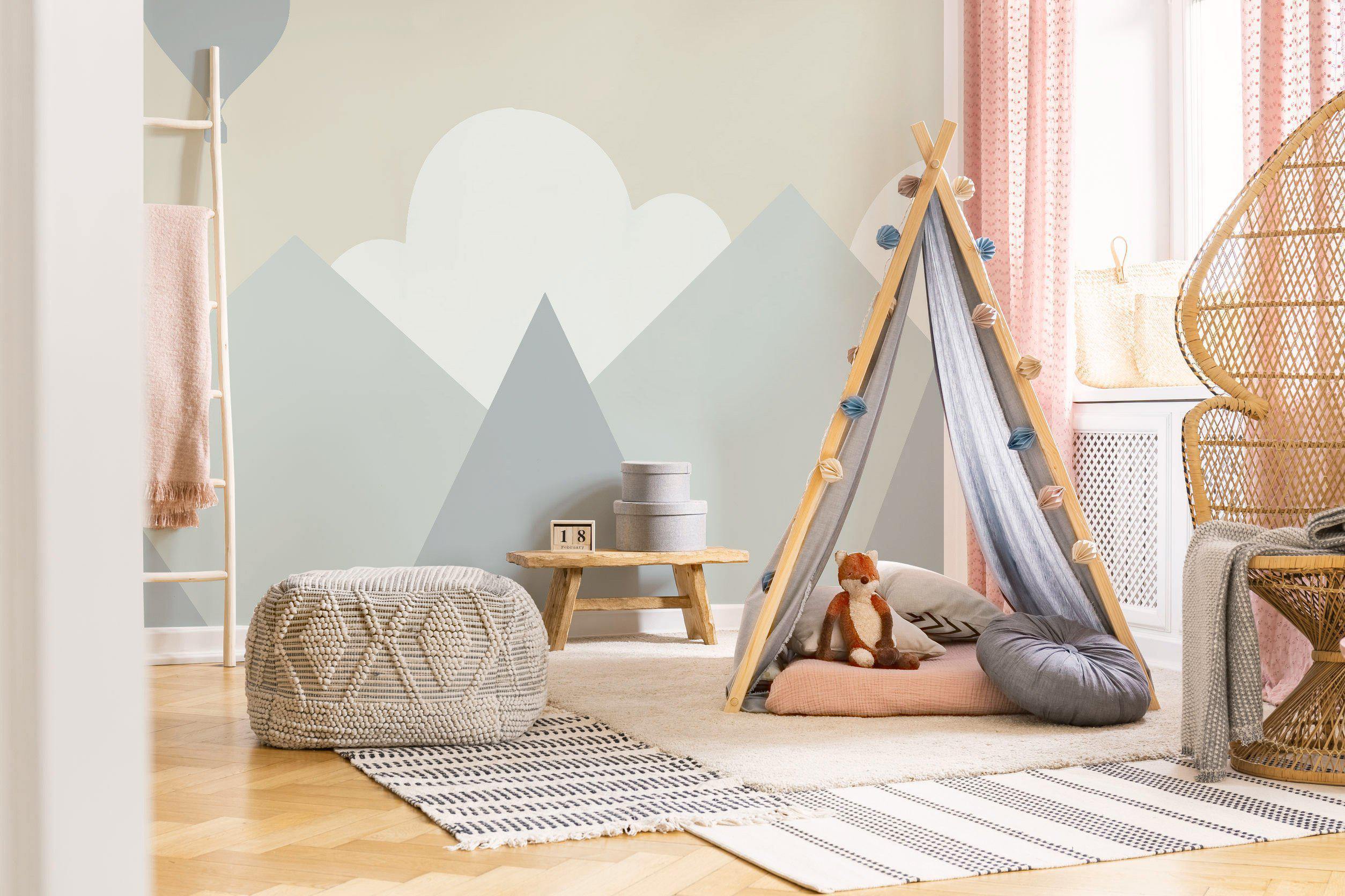 Scandinavian Mountains Illustration Wall Mural-Wall Mural-Eazywallz