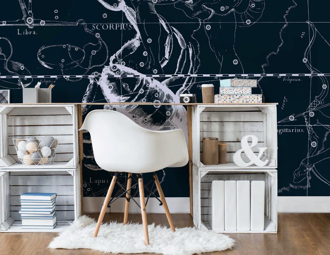 Scorpio Constellation Map in Navy Wall Mural-Wall Mural-Eazywallz