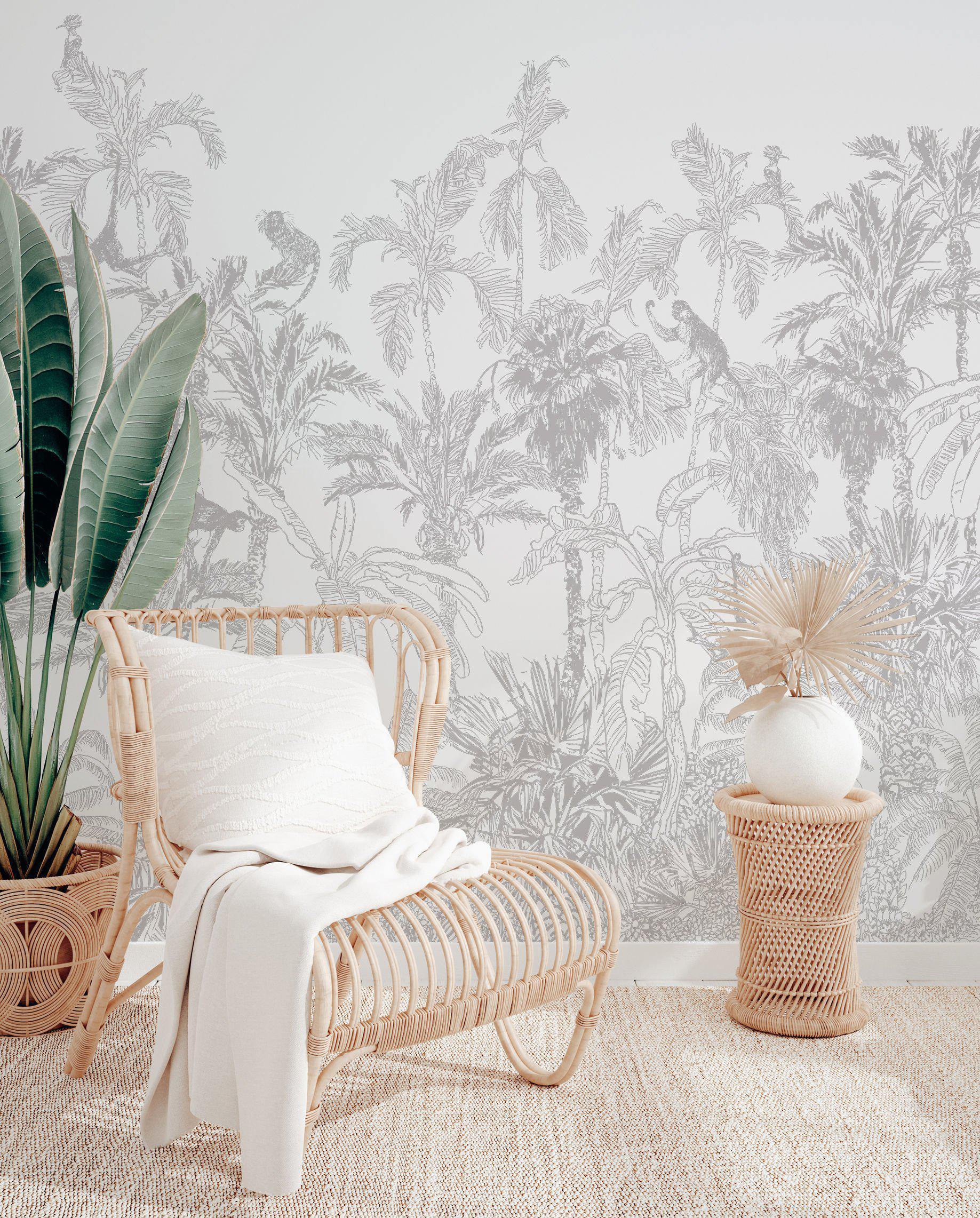 Silver Dream Jungle Toile Wall Mural-Wall Mural-Eazywallz
