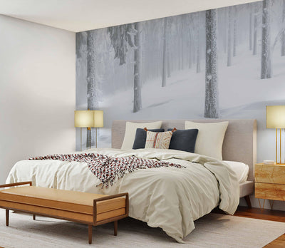 Silver Winter Forest Wall Mural-Wall Mural-Eazywallz