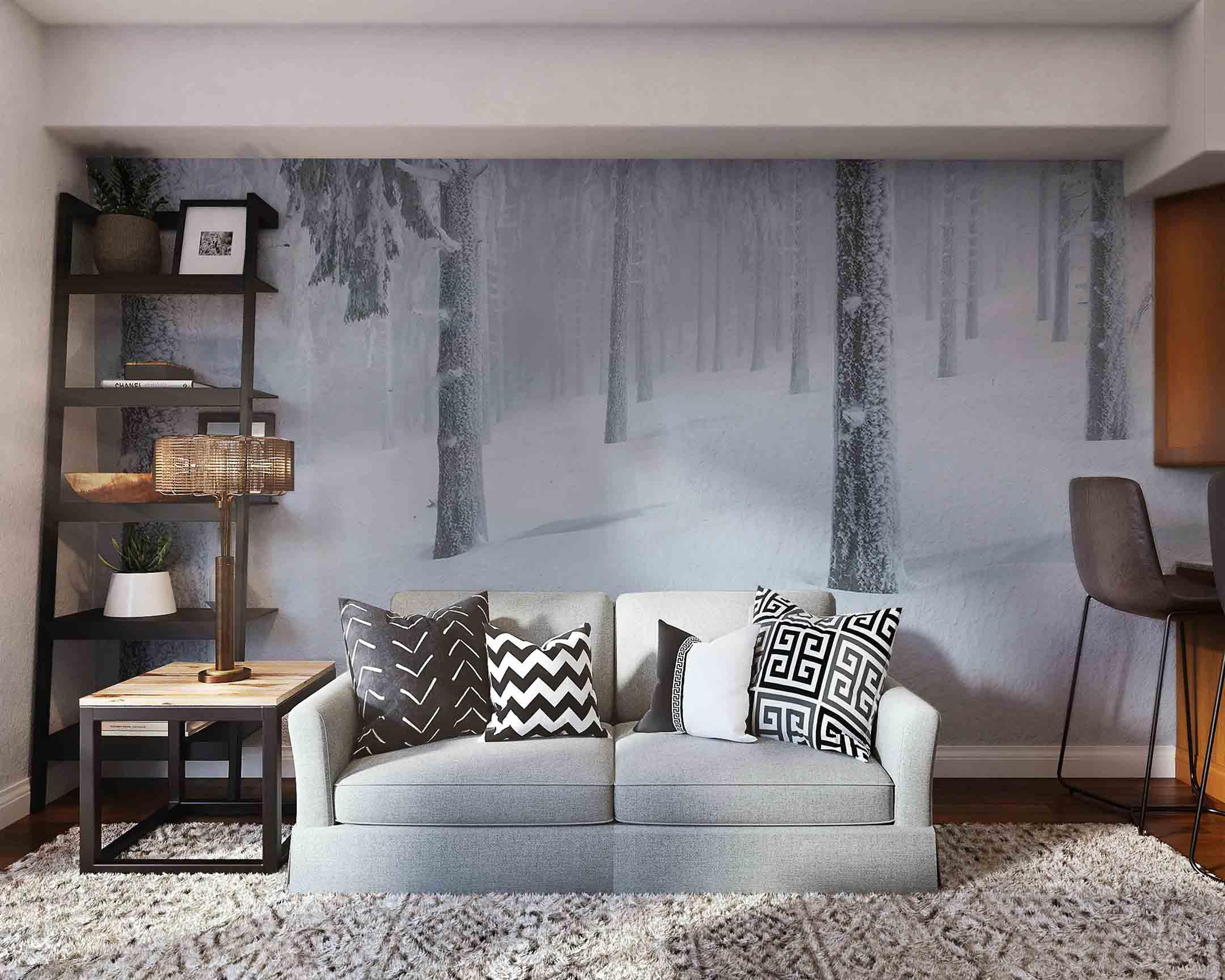 Silver Winter Forest Wall Mural-Wall Mural-Eazywallz