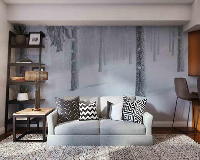 Silver Winter Forest Wall Mural-Wall Mural-Eazywallz