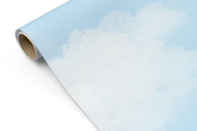 Sky Blue Paper Clouds Wallpaper #405-Repeat Pattern Wallpaper-Eazywallz