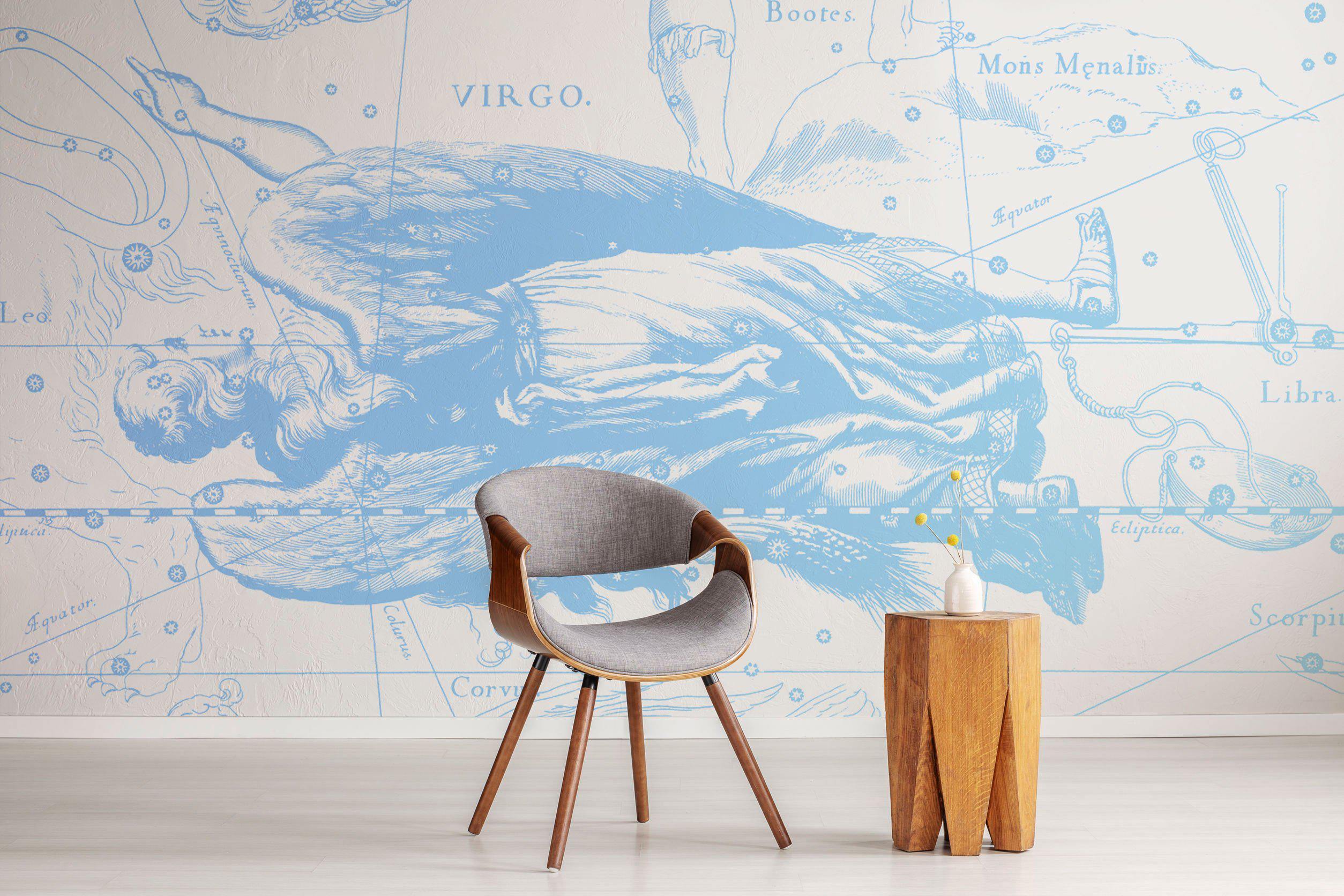 Sky Blue Virgo Astrology Wallpaper Mural-Wall Mural-Eazywallz