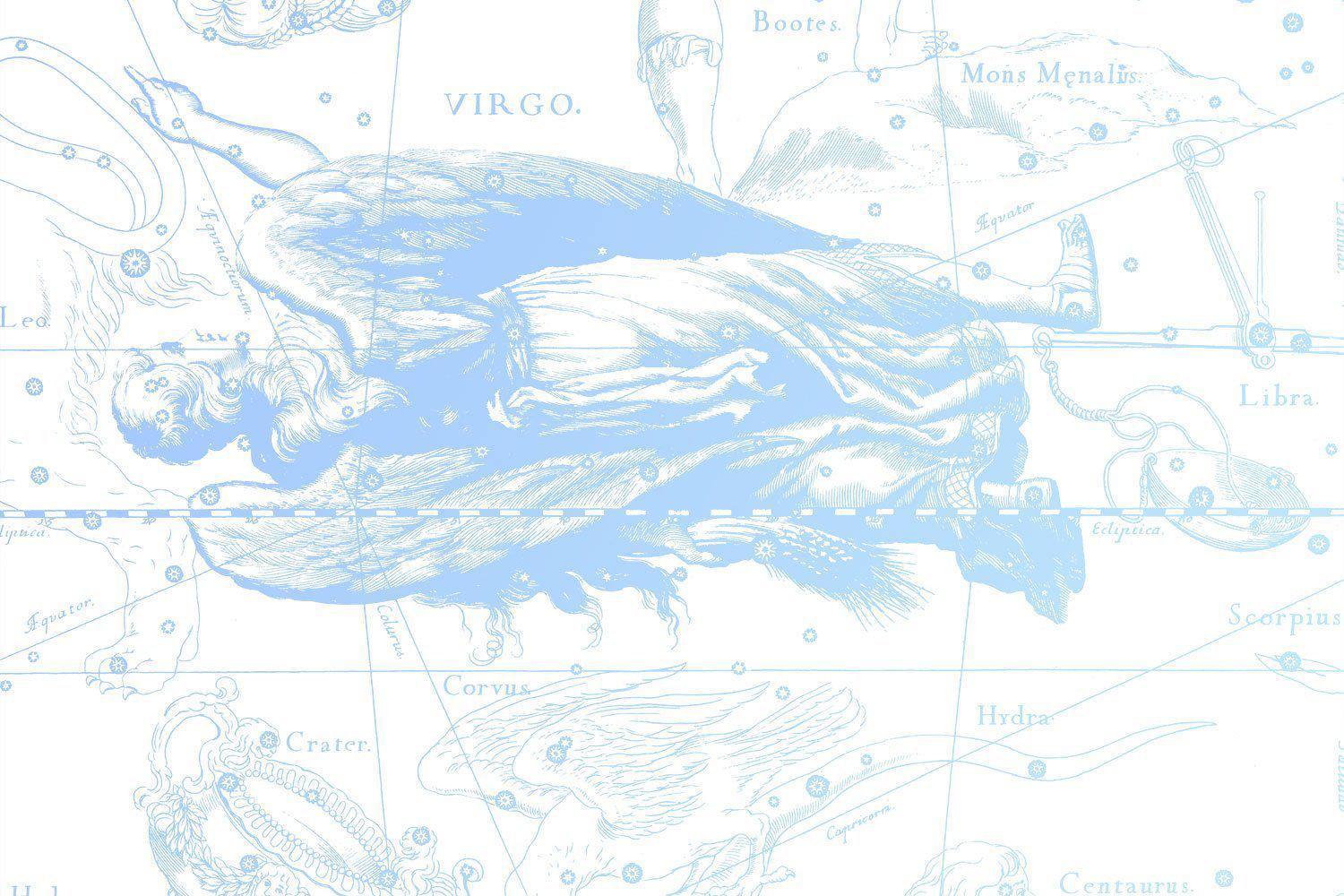 Sky Blue Virgo Astrology Wallpaper Mural-Wall Mural-Eazywallz