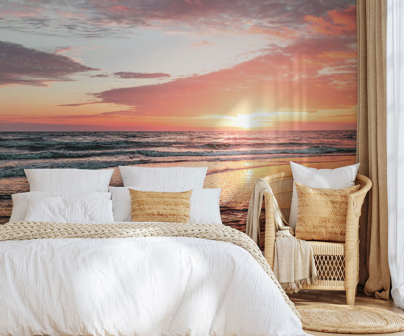 Sky & Beach Sunset Wall Mural | Sunset Wallpaper | Eazywallz