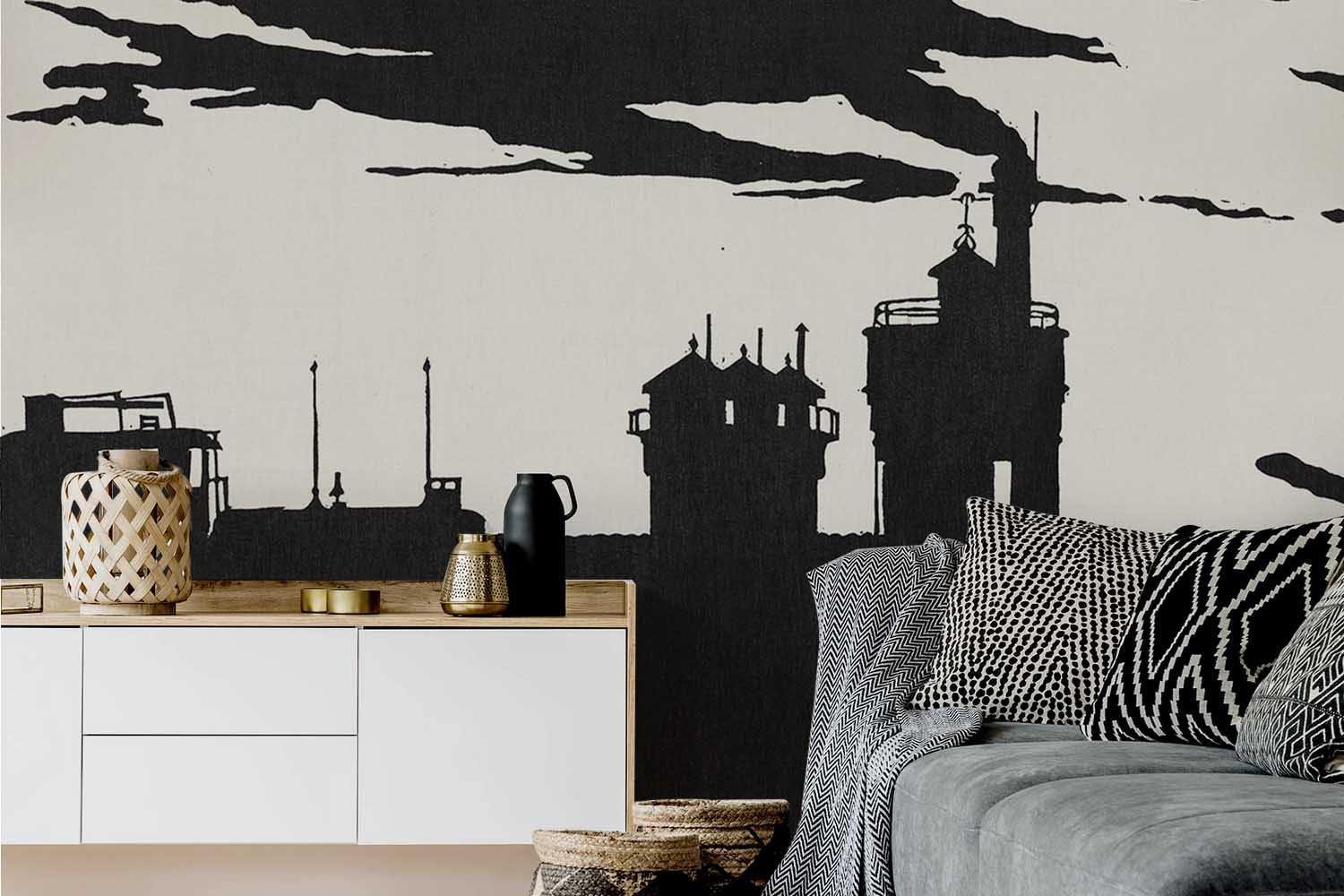 Skyline Silhouette Wall Mural-Wall Mural-Eazywallz