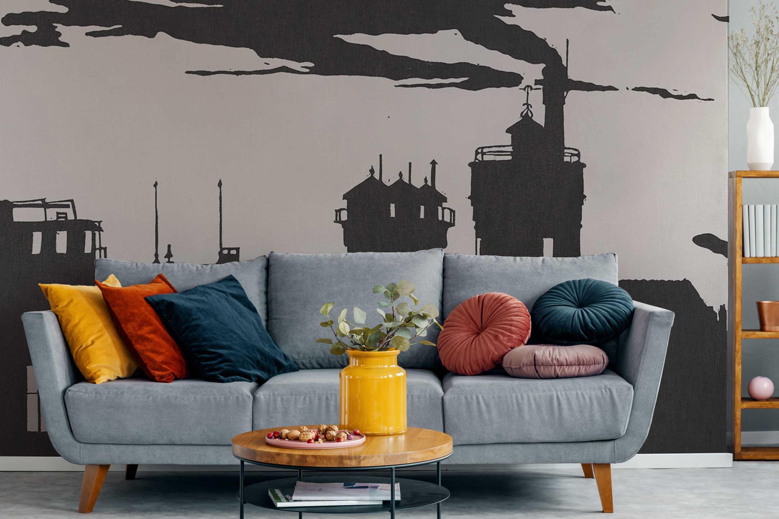 Skyline Silhouette Wall Mural-Wall Mural-Eazywallz