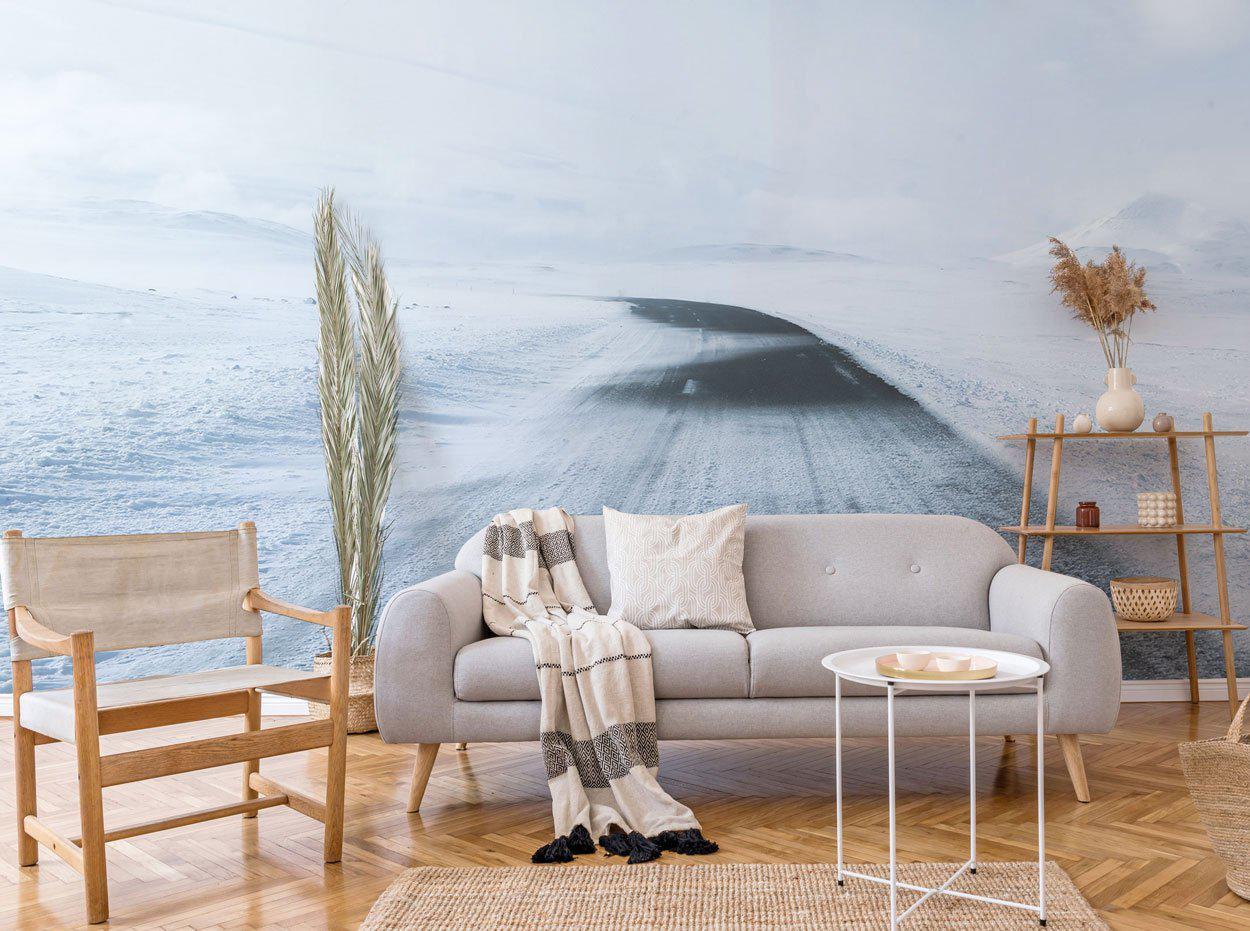 Snow Covered Road Wall Mural-Wall Mural-Eazywallz