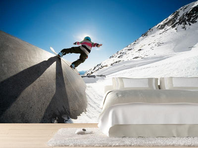 Snowboarder on wall ride Wall Mural-Wall Mural-Eazywallz