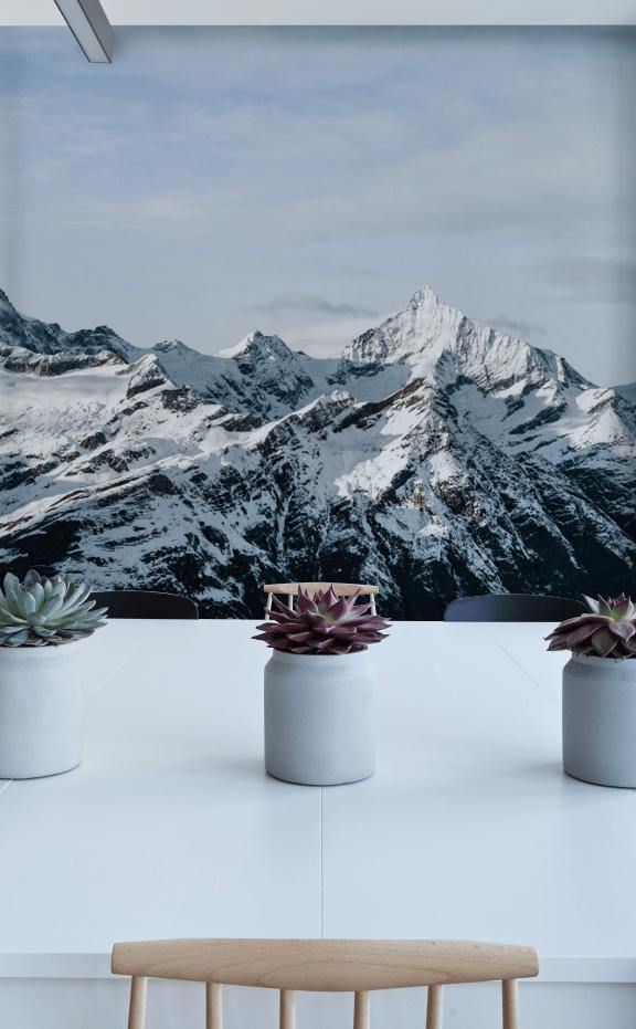 Snowy Mountain Line Wall Mural-Wall Mural-Eazywallz