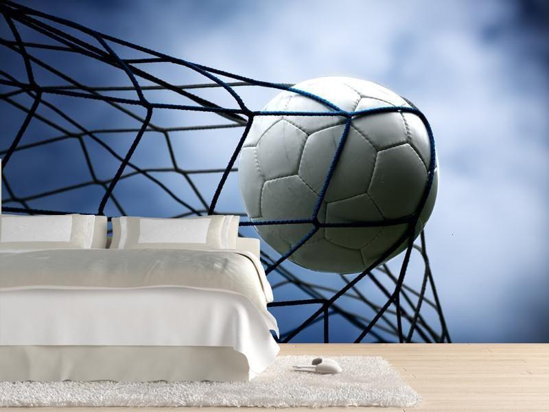 Soccer ball in the goal Wall Mural-Wall Mural-Eazywallz