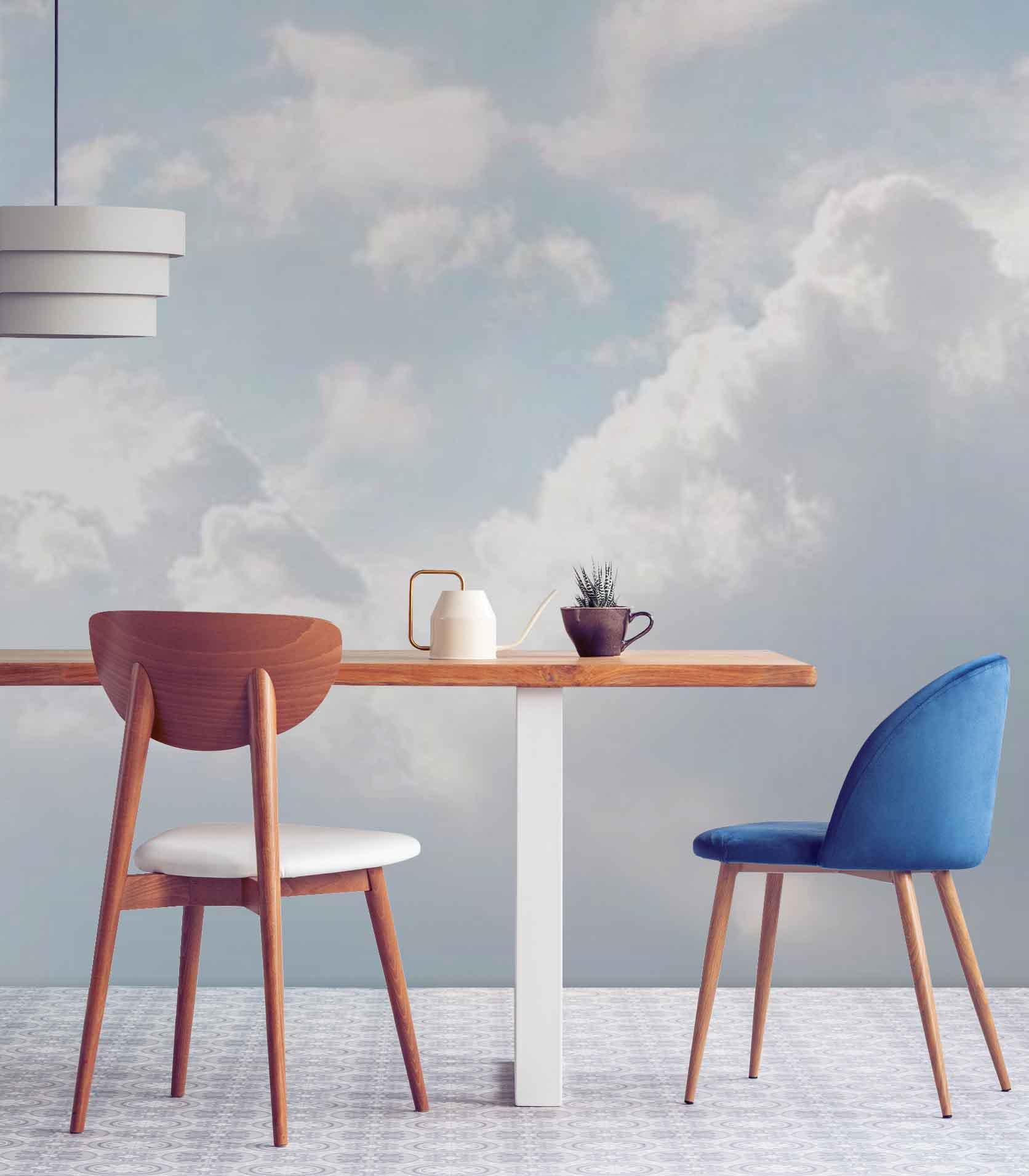 Soft White Clouds Mural Wallpaper-Wall Mural-Eazywallz