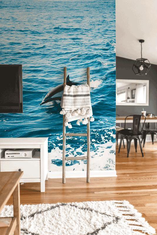Solo Dolphin Wall Mural-Wall Mural-Eazywallz