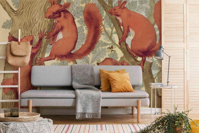 Squirrel Animal Art Decor Wall Mural-Wall Mural-Eazywallz